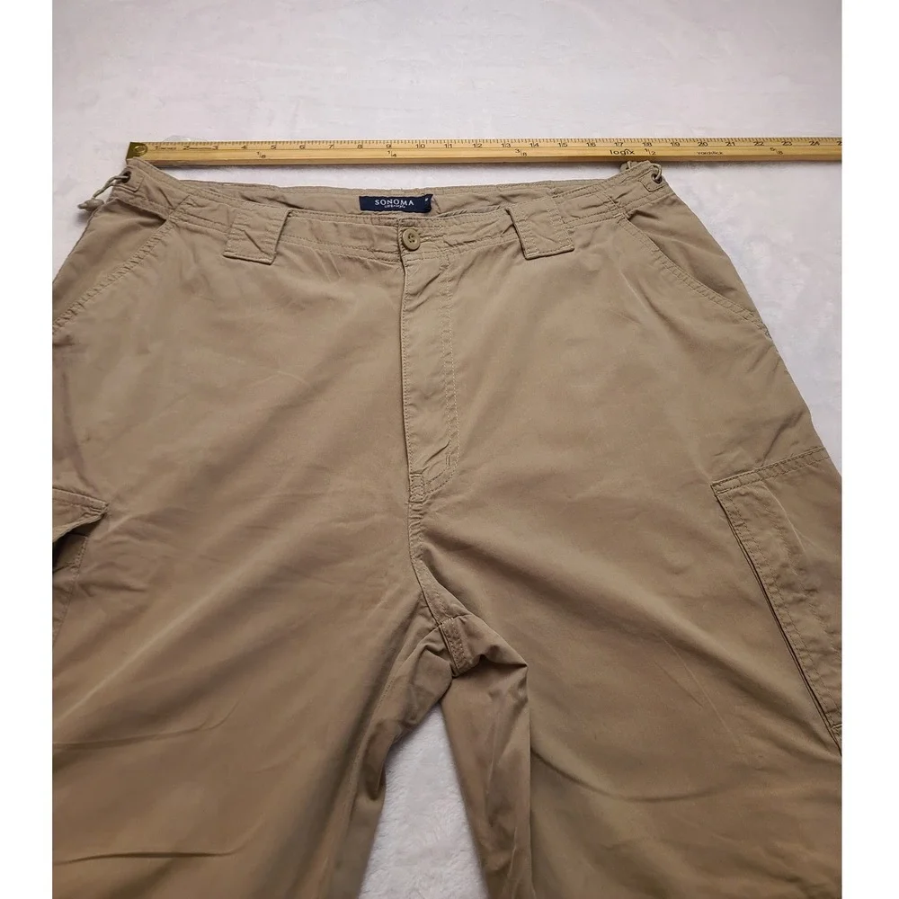 Sonoma Life Style Convertible Cargo Pants Men's‎ 36x34 Khaki Tan Zip Off Hiking